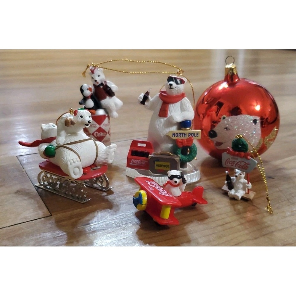Coca Cola Polar Bear Christmas Ornaments Lot